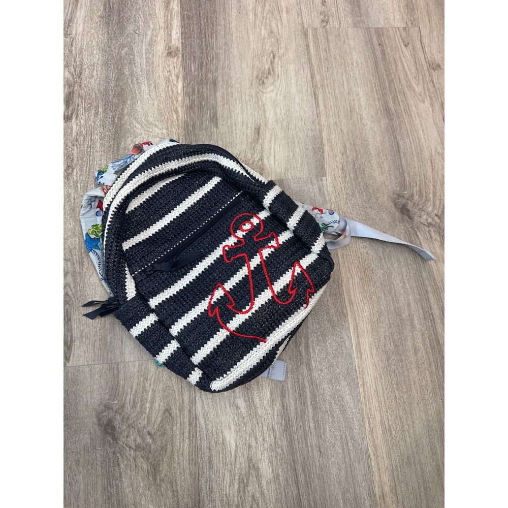 Vera‎ Bradley Straw Mini Backpack Anchors Aweigh Beachy Nautical Zip